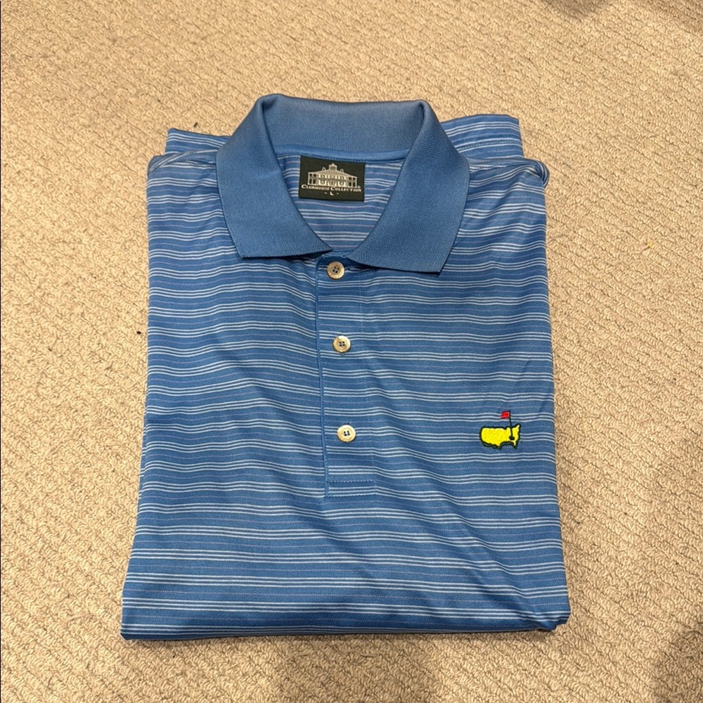 The Masters Blue Striped Polo Shirt